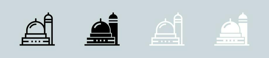 Mosque icon set in black and white. Islamic signs vector illustration.