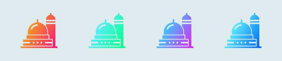 mezquita sólido icono en degradado colores. islámico señales vector ilustración.