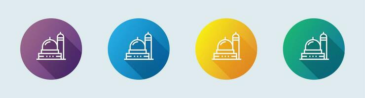 Mosque line icon in flat design style. Islamic signs vector illustration.