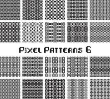 Pixel pattern seamless, black and white color. Patterns set in retro design. vector