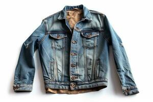 ai generative Denim jacket isolated on white background. Clipping path included. photo