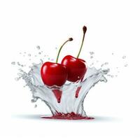 ai generative Cherry and milk splash isolated on white background. 3d illustration photo