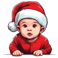 magnifique mignonne bébé garçon portant Père Noël chapeau - ai génératif png