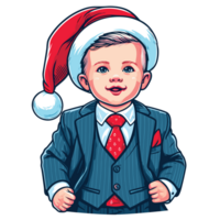 hermosa linda bebé chico vistiendo Papa Noel sombrero - ai generativo png
