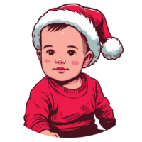 Beautiful Cute Baby Boy Wearing Santa Hat - Ai Generative png