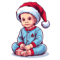 mooi schattig baby jongen vervelend de kerstman hoed - ai generatief png