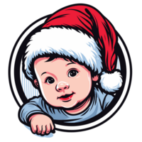 Beautiful Cute Baby Boy Wearing Santa Hat - Ai Generative png