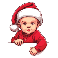 hermosa linda bebé chico vistiendo Papa Noel sombrero - ai generativo png