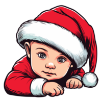 mooi schattig baby jongen vervelend de kerstman hoed - ai generatief png