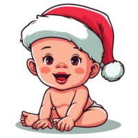 mooi schattig baby jongen vervelend de kerstman hoed - ai generatief png