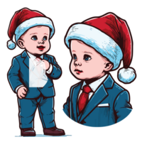 Beautiful Cute Baby Boy Wearing Santa Hat - Ai Generative png