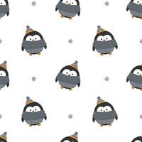 Christmas seamless pattern with funny penguins. Print for wrapping paper, pattern fills, winter greetings, web page background vector