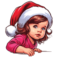 Cute Baby Girl Wearing Santa Hat - Ai Generative png