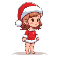 Cute Baby Girl Wearing Santa Hat - Ai Generative png