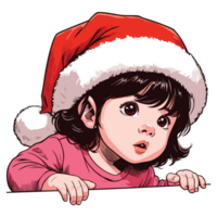 linda bebé niña vistiendo Papa Noel sombrero - ai generativo png