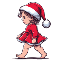 mignonne bébé fille portant Père Noël chapeau - ai génératif png