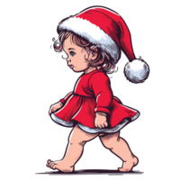 Cute Baby Girl Wearing Santa Hat - Ai Generative png