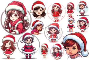 carino bambino ragazza indossare Santa cappello - ai generativo png