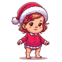 Cute Baby Girl Wearing Santa Hat - Ai Generative png