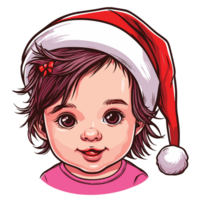 mignonne bébé fille portant Père Noël chapeau - ai génératif png