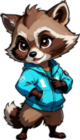 Cute Racoon Cartoon Character AI Generative png