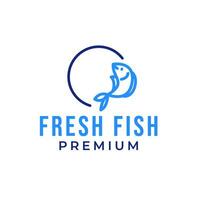 Line Fresh Fish Rounded Logo Design Concept Vector Illustration Symbol Icon