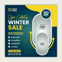 Winter sale instagram post and social media post banner template vector