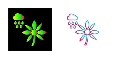 Flower with rain Vector Icon