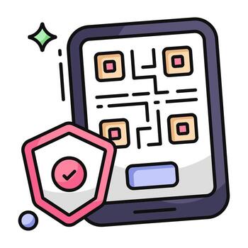 A flat design icon of secure mobile barcode vector