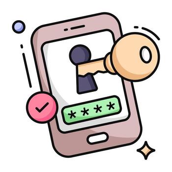 conceptual plano diseño icono de móvil acceso vector