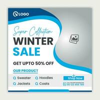Exclusive winter sale social media banner template vector