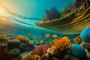 un coral arrecife con pescado y corales generado por ai foto