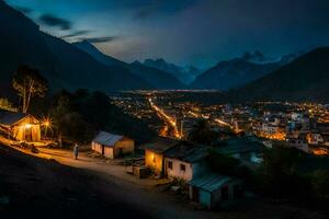 el pueblo de persona a noche. generado por ai foto