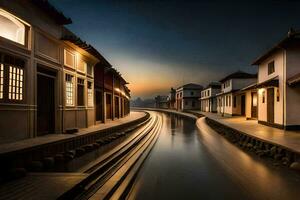 a long exposure photo of a canal in china. AI-Generated