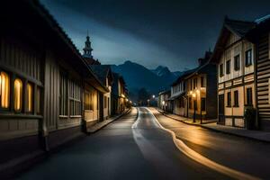 a long exposure photo of a street at night. AI-Generated