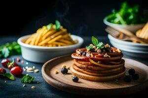 a plate of food with fruit and nuts. AI-Generated photo