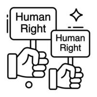 Conceptual line design icon of human right boards vector