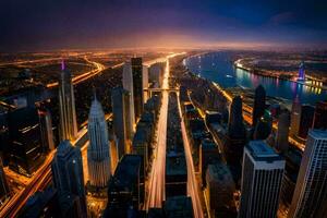el ciudad luces a noche en chicago generado por ai foto