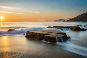 el Dom conjuntos terminado el Oceano en hong Kong generado por ai foto