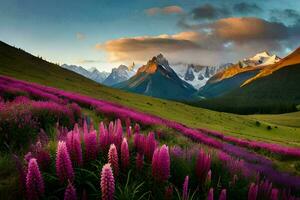 el flores de el montañas. generado por ai foto