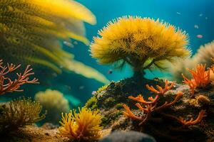 photo wallpaper sea, coral, tree, the sea, the sea, the sea, the sea. AI-Generated