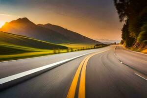 un la carretera con el Dom ajuste en el antecedentes. generado por ai foto