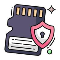 Editable design icon of sd card security vector