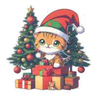Papa Noel vestido me gusta un hippie, con Navidad regalos, un Navidad tema, ilustración, camiseta diseño, vector, blanco fondo, vista completa png