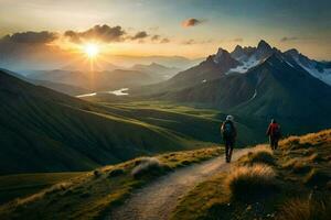 el mejor excursionismo caminos en el mundo. generado por ai foto