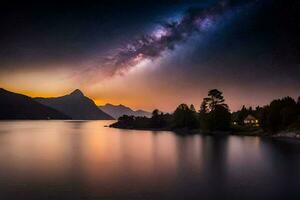 el lechoso terminado lago wakatipu, nuevo zelanda generado por ai foto