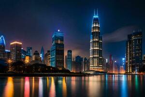 the kuala lumpur skyline at night. AI-Generated photo