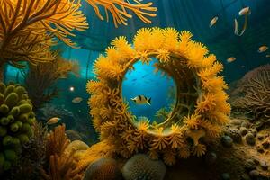a coral reef with many different types of fish. AI-Generated photo