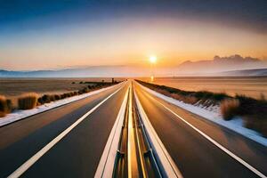 un largo autopista con el Dom ajuste en el distancia. generado por ai foto