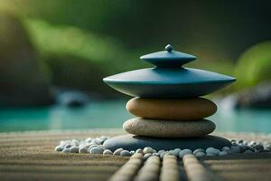 zen stones in the garden. AI-Generated photo